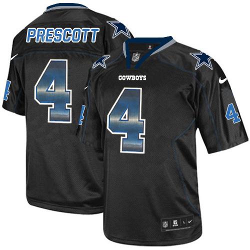 Nike Cowboys #4 Dak Prescott Lights Out Black Men's Stitched NFL Elite Strobe Jersey - Click Image to Close